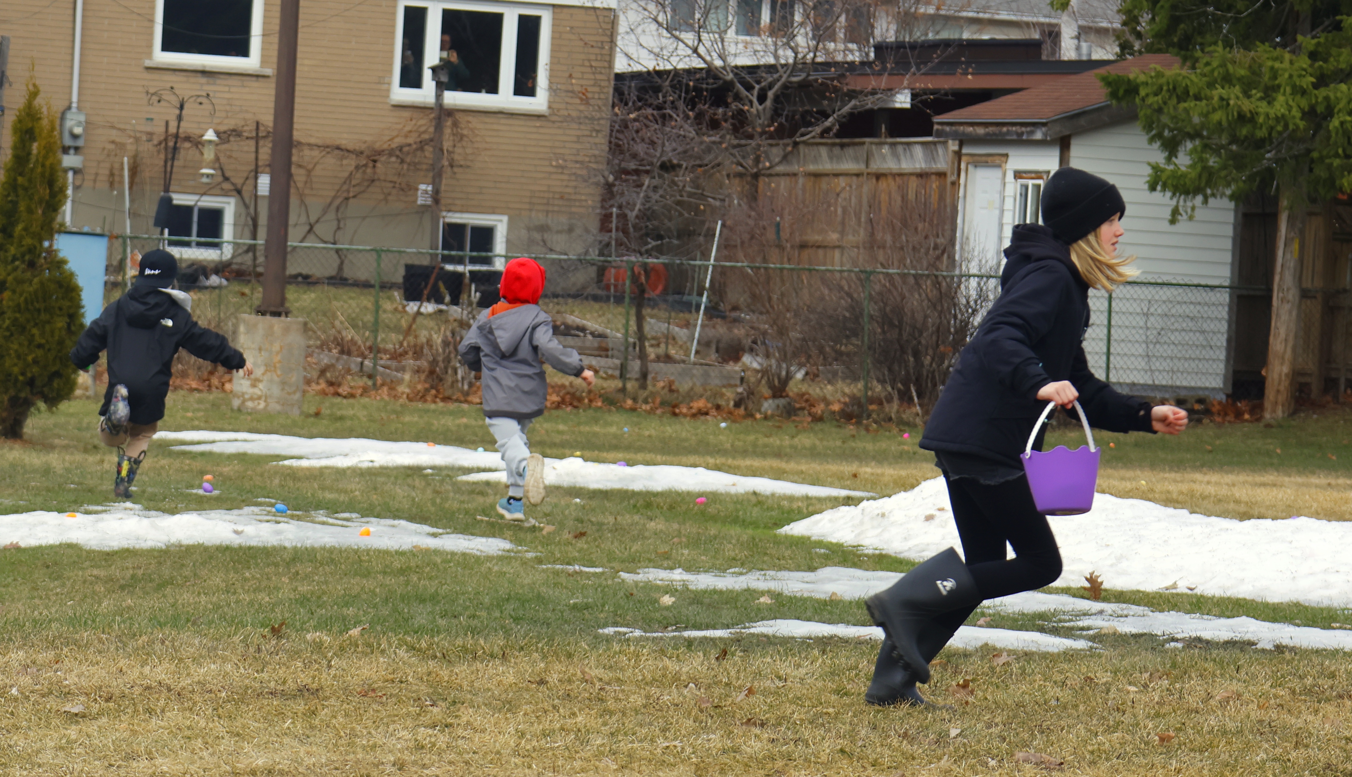 People rushing to find some eggs!